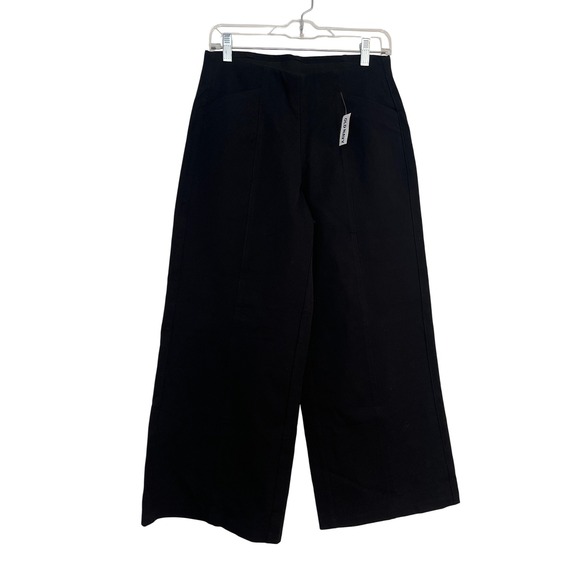 Old Navy High Rise Pixie Wide Leg Pants Womens M Petite Black Career Casual - Picture 1 of 12